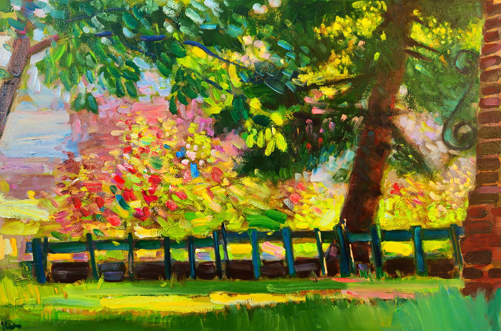 Oil painting A corner of the garden Yuri Shkrob: Title: Oil painting A corner of the garden Yuri Shkrob Description: 56SHKR Painter: Yuri Shkrob Size: 40x60 cm/15.74x23.62 inches Components: oil, canvas Original painting CONDITION: excellent ARTIST: