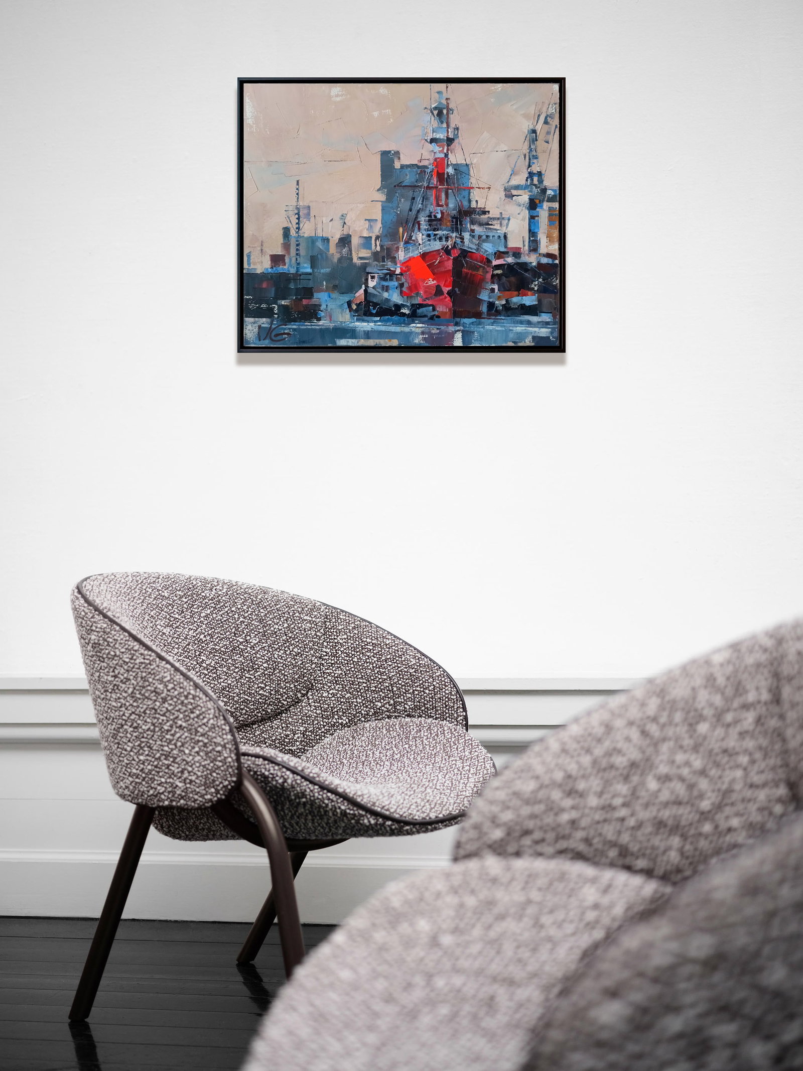 Oil painting Lighthouse ship return Volodymyr Gluhomanyuk - 4