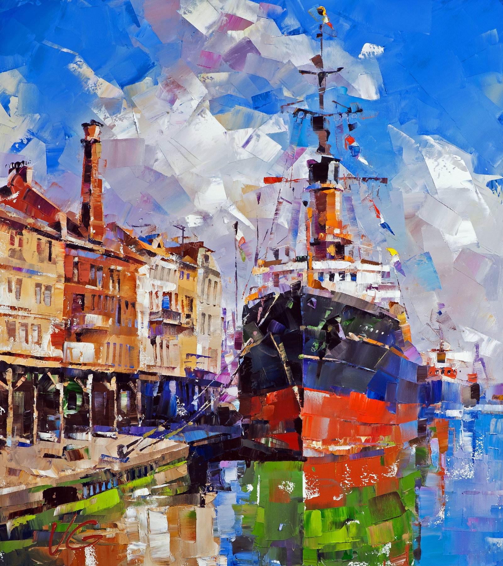 Oil painting Between two banks Volodymyr Gluhomanyuk: Title: Oil painting Between two banks Volodymyr Gluhomanyuk Description: 50GLUX Price for diptych: 5460$ Painter: Volodymyr Gluhomanyuk Size: 90x80 cm/35.43x31.49 inches Components: oil, canvas