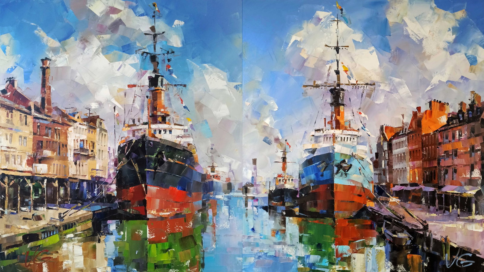 Oil painting Between two banks Volodymyr Gluhomanyuk - 9