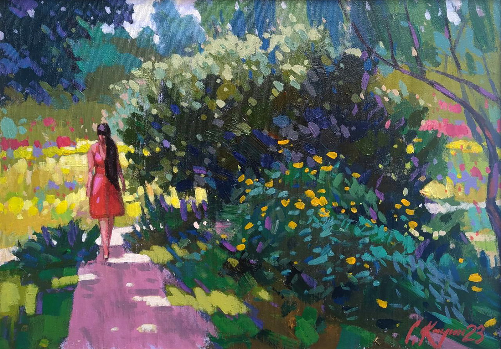 Acrylic painting In the old park Serhii Kachyn: Title: Acrylic painting In the old park Serhii Kachyn Description: 4KACH Painter: Serhii Kachyn Size: 50x70 cm/19.68x27.55 inches Components: acrylic, canvas Original painting CONDITION: excellent