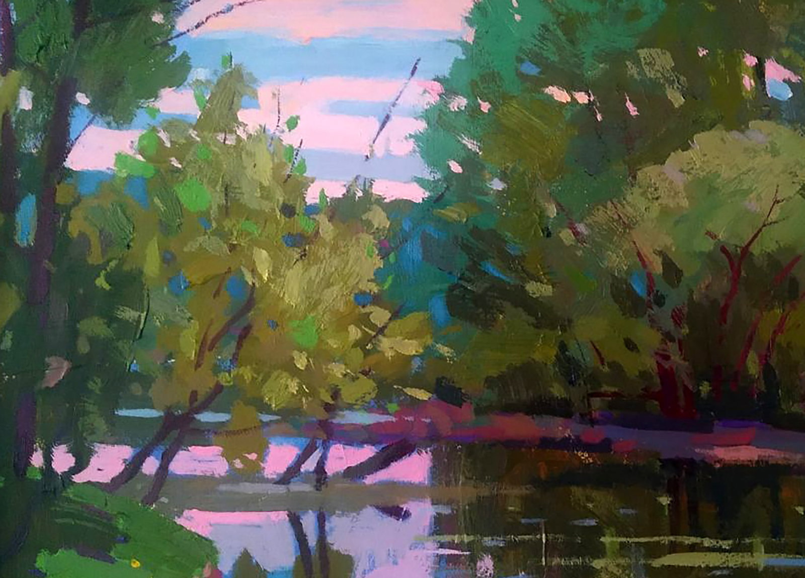 Acrylic painting Relaxation by the river Serhii Kachyn - 2
