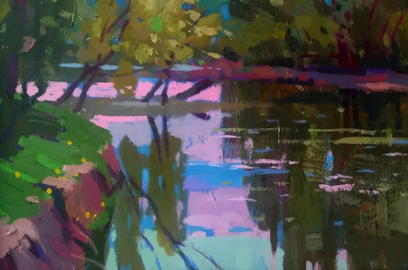 Acrylic painting Relaxation by the river Serhii Kachyn - 4