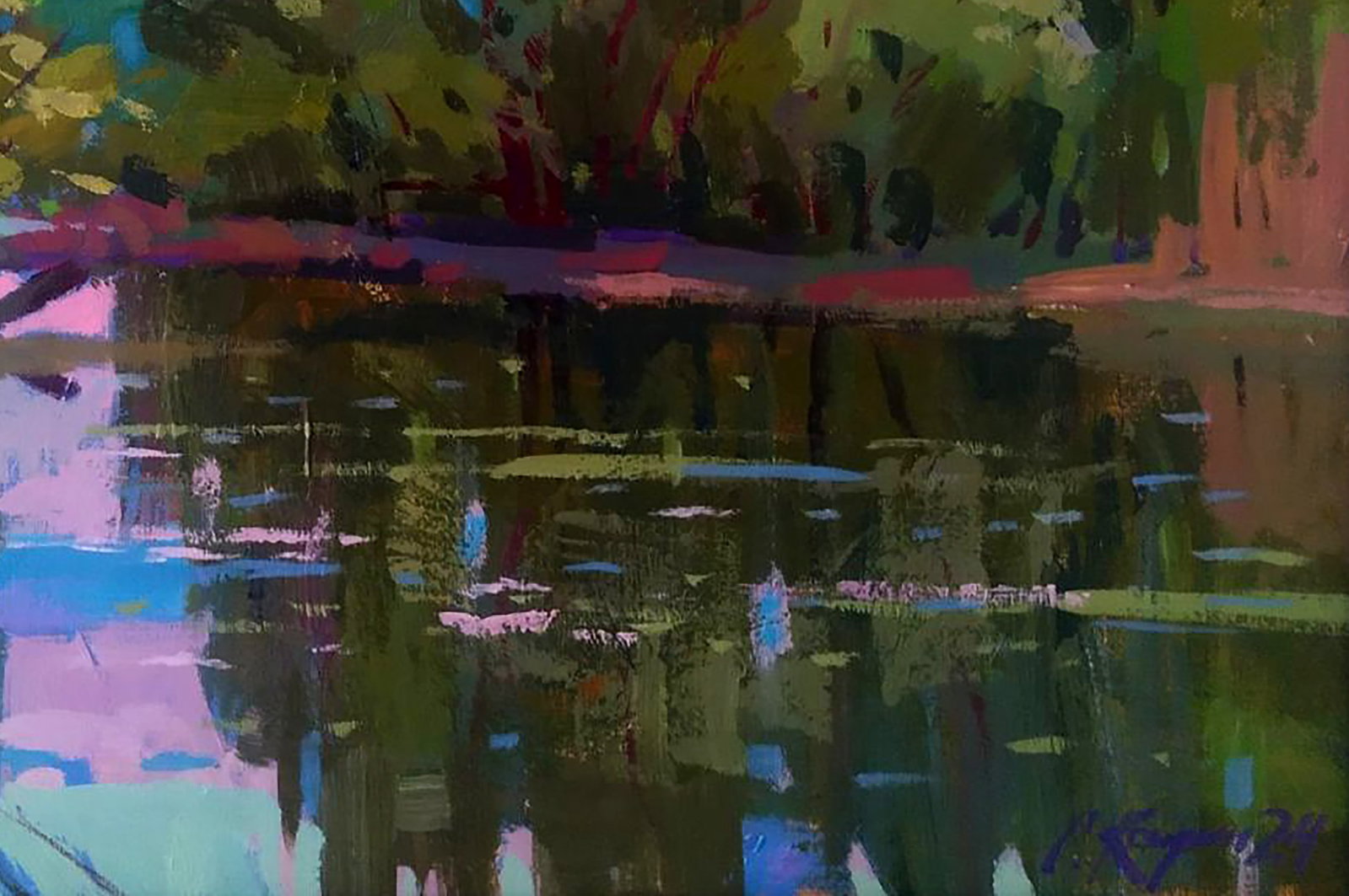 Acrylic painting Relaxation by the river Serhii Kachyn - 5