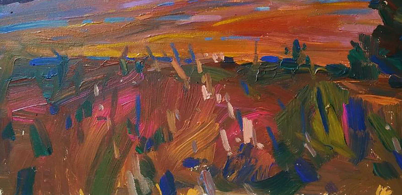 Acrylic painting Sunset in the field Serhii Kachyn - 4