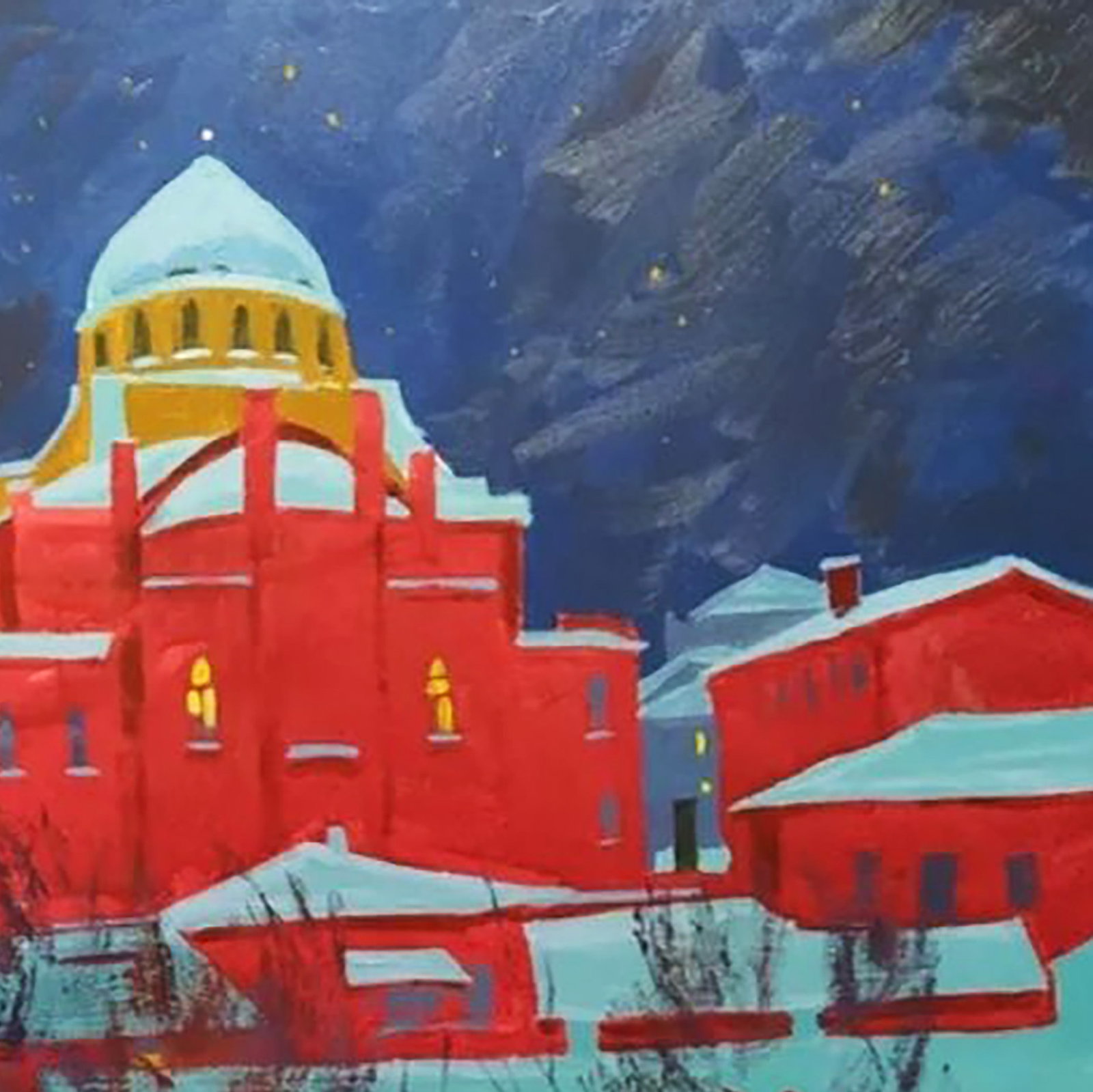 Acrylic painting Covered the city with snow Serhii Kachyn - 3