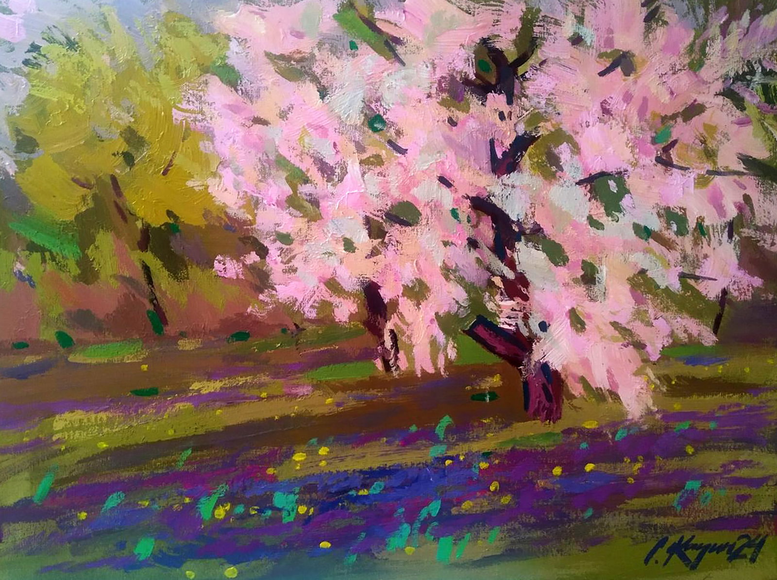 Acrylic painting My garden Serhii Kachyn: Title: Acrylic painting My garden Serhii Kachyn Description: 23KACH Painter: Serhii Kachyn Size: 45x50 cm/17.71x19.68 inches Components: acrylic, canvas Original painting CONDITION: excellent ARTIST: 