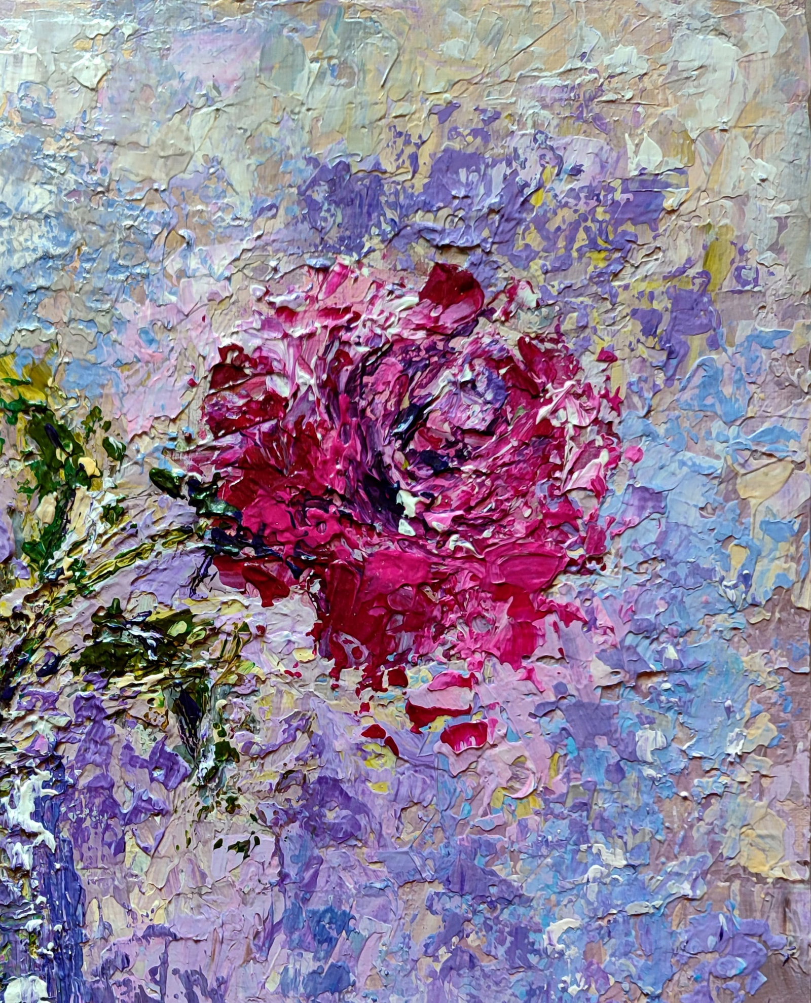 Acrylic painting Magenta rose Olena Kirik - 3