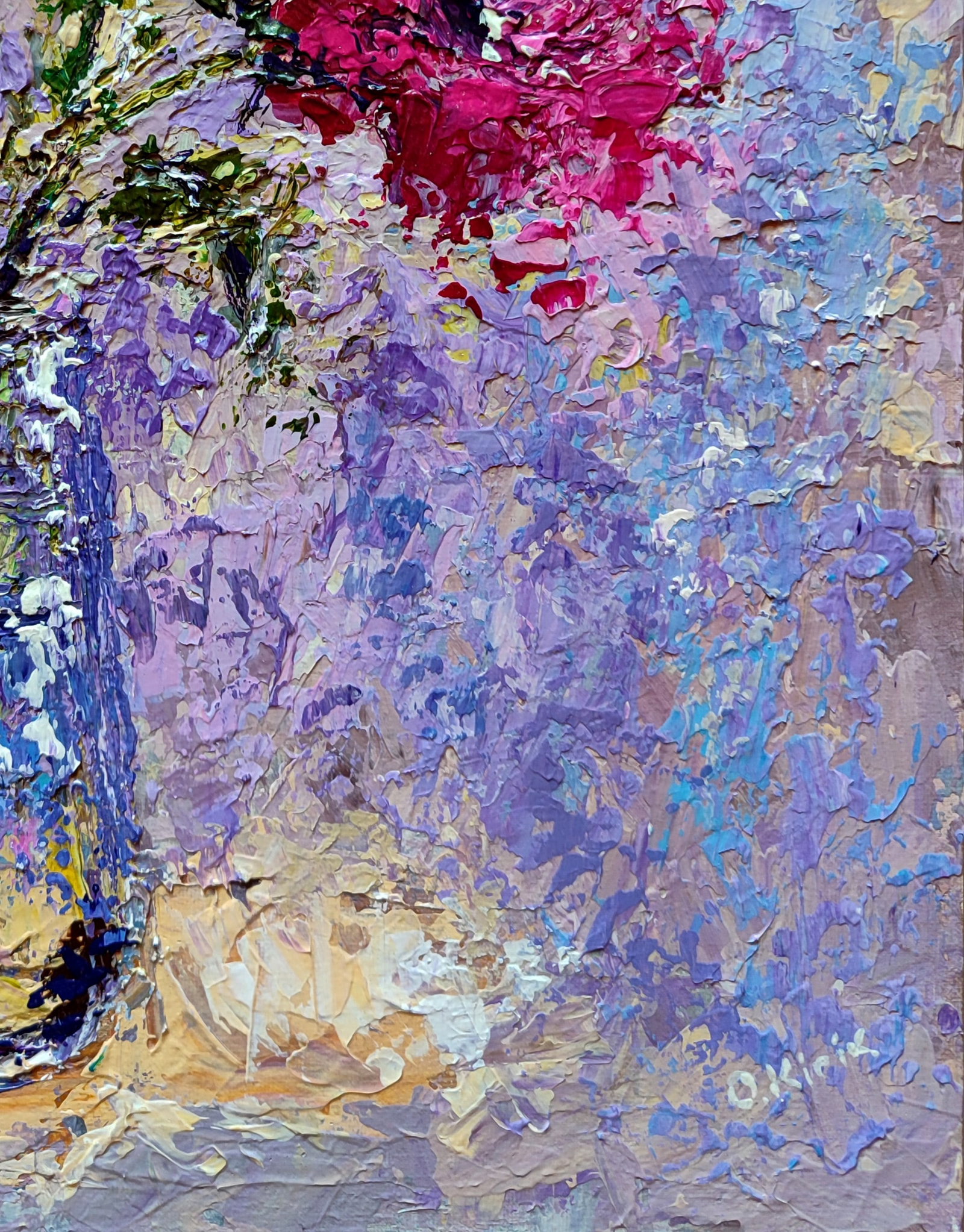 Acrylic painting Magenta rose Olena Kirik - 5