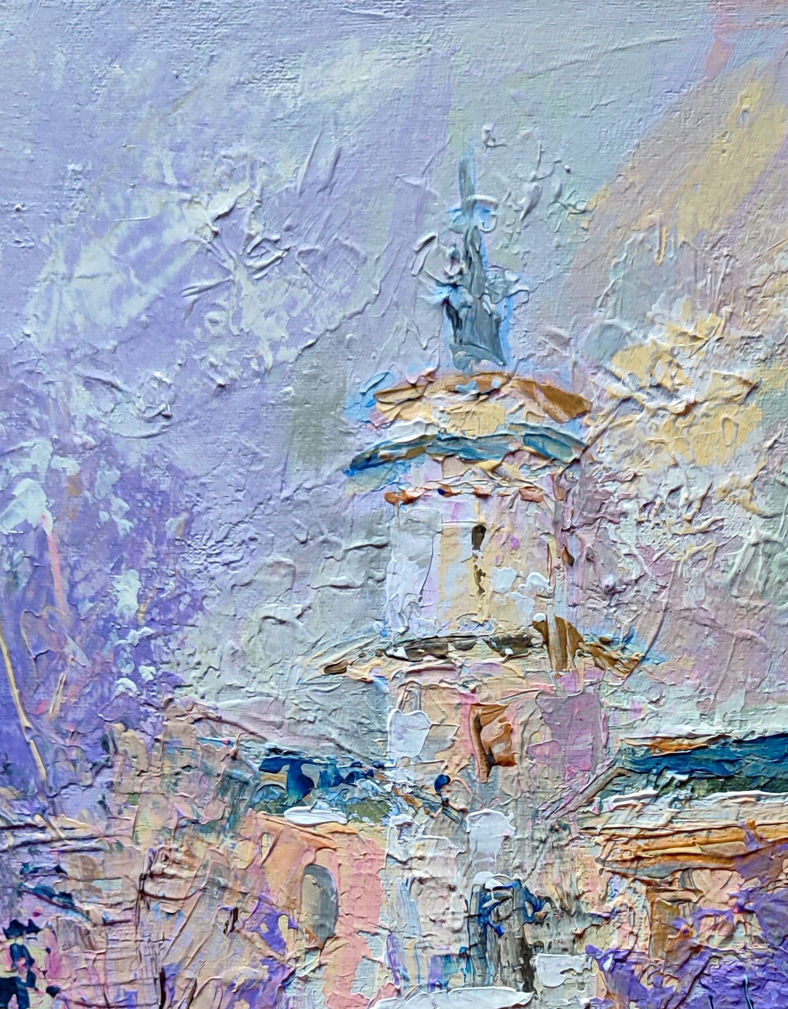 Acrylic painting Tower in the park Olena Kirik - 2