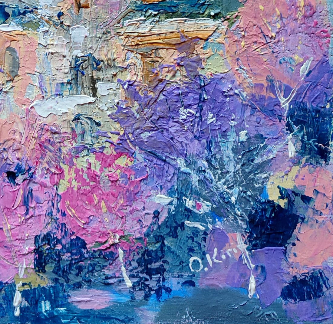 Acrylic painting Tower in the park Olena Kirik - 5