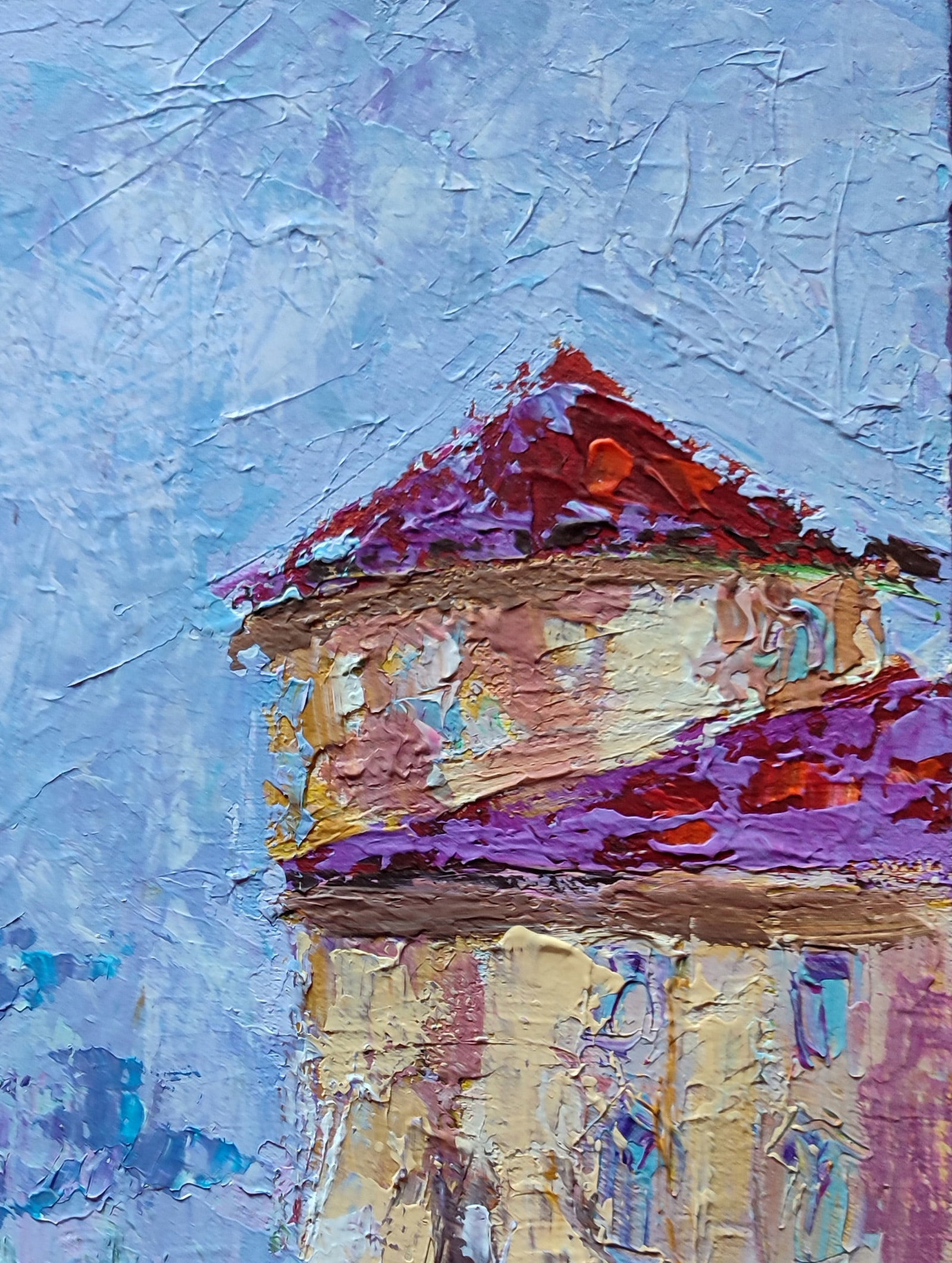 Acrylic painting Old winter town Olena Kirik - 3