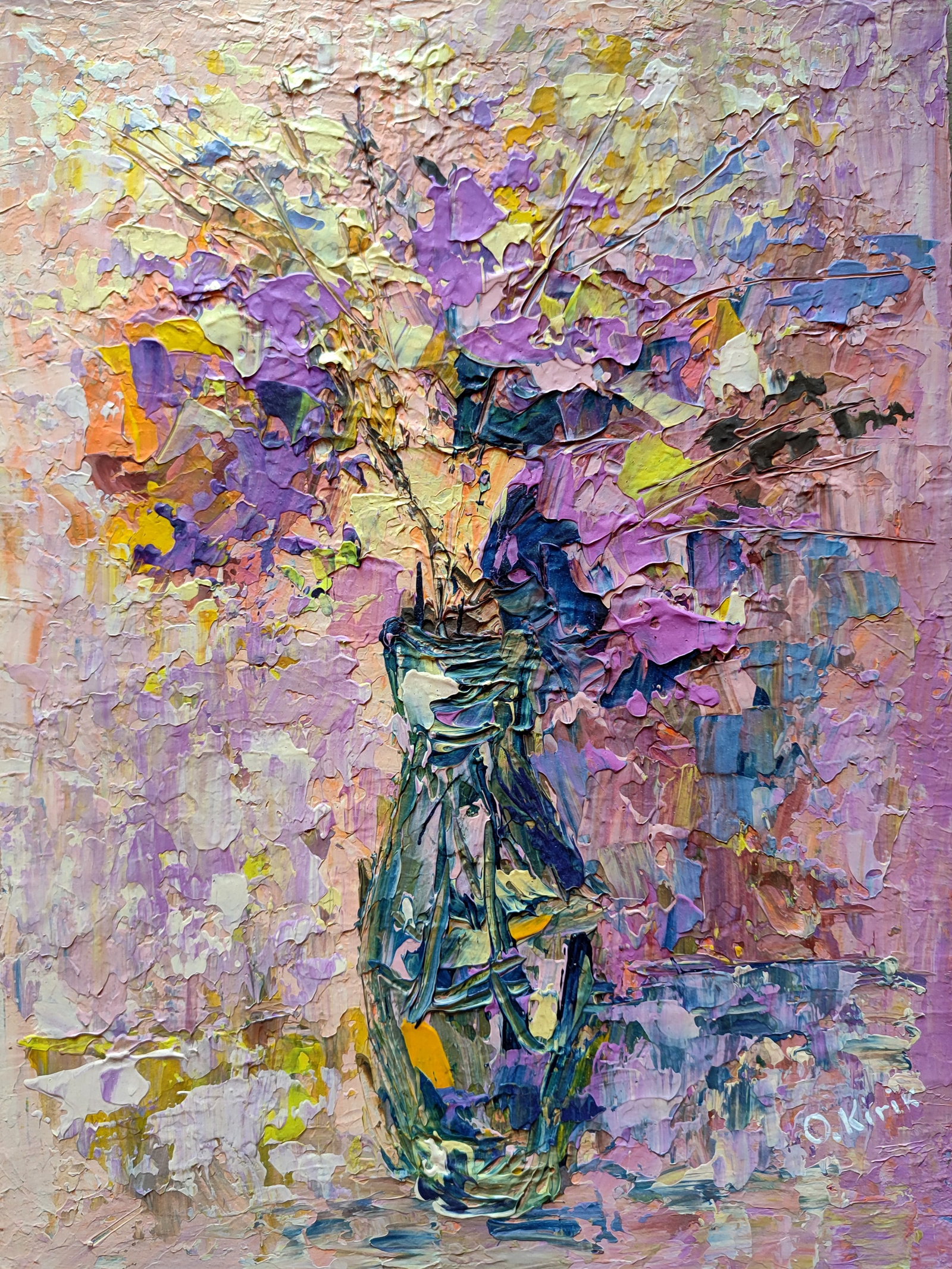 Acrylic painting Spring mood Olena Kirik: Title: Acrylic painting Spring mood Olena Kirik Description: 9KIRIK Painter: Olena Kirik Size: 40x30 cm/15.74x11.81 inches Components: acrylic, dvp Original painting CONDITION: excellent ARTIST: