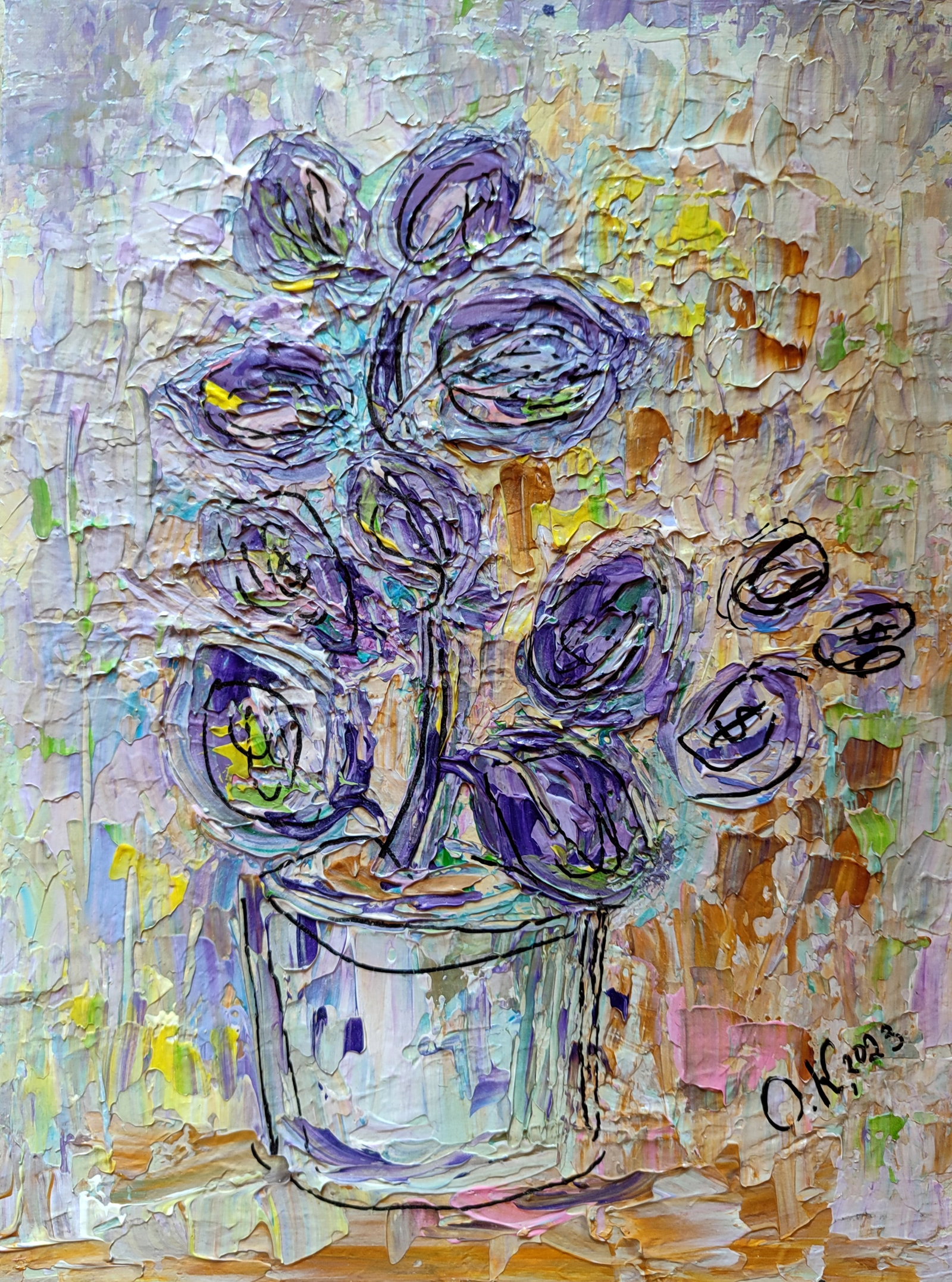 Acrylic painting Money Tree Olena Kirik