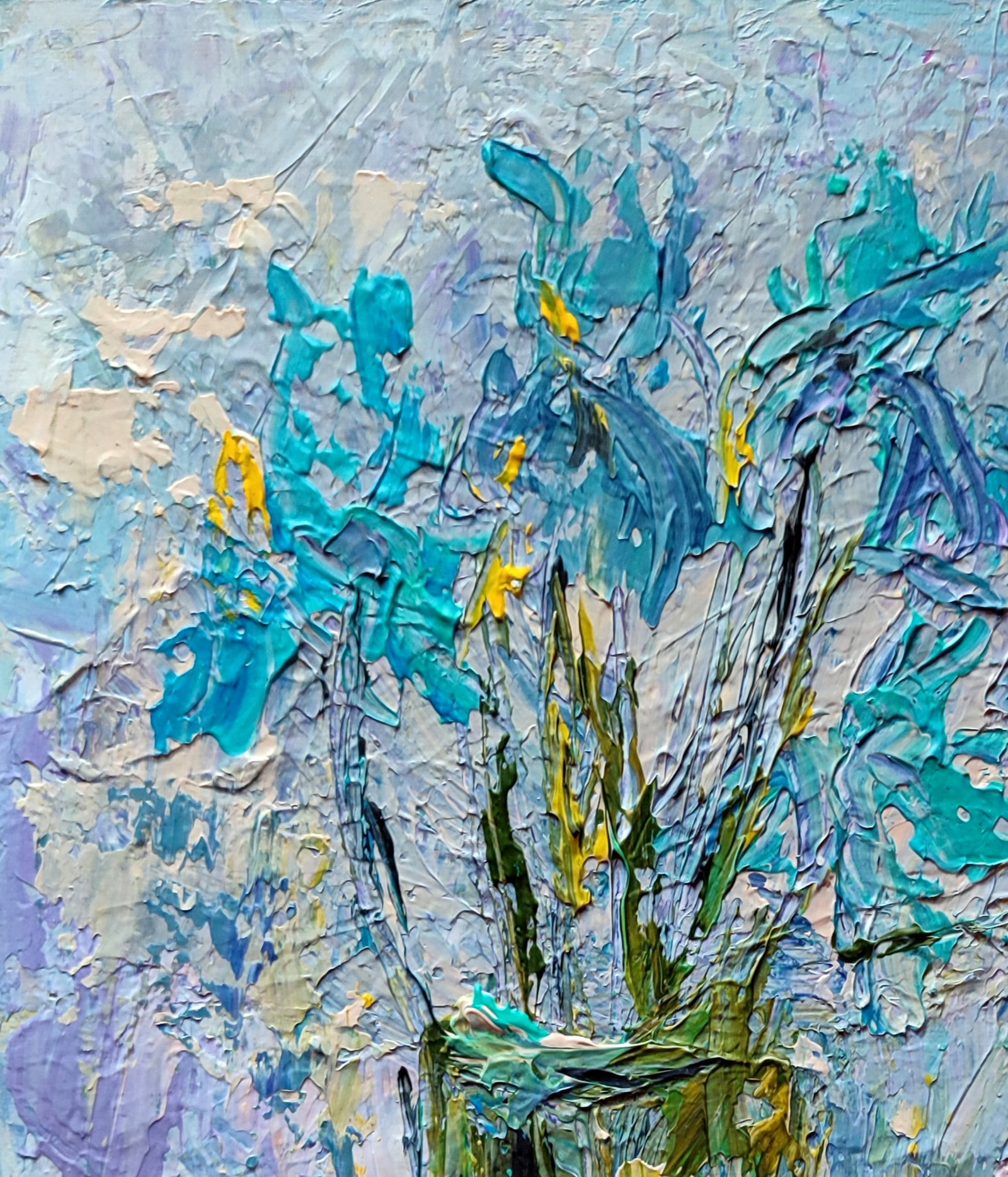 Acrylic painting Irises in a vase Olena Kirik - 2