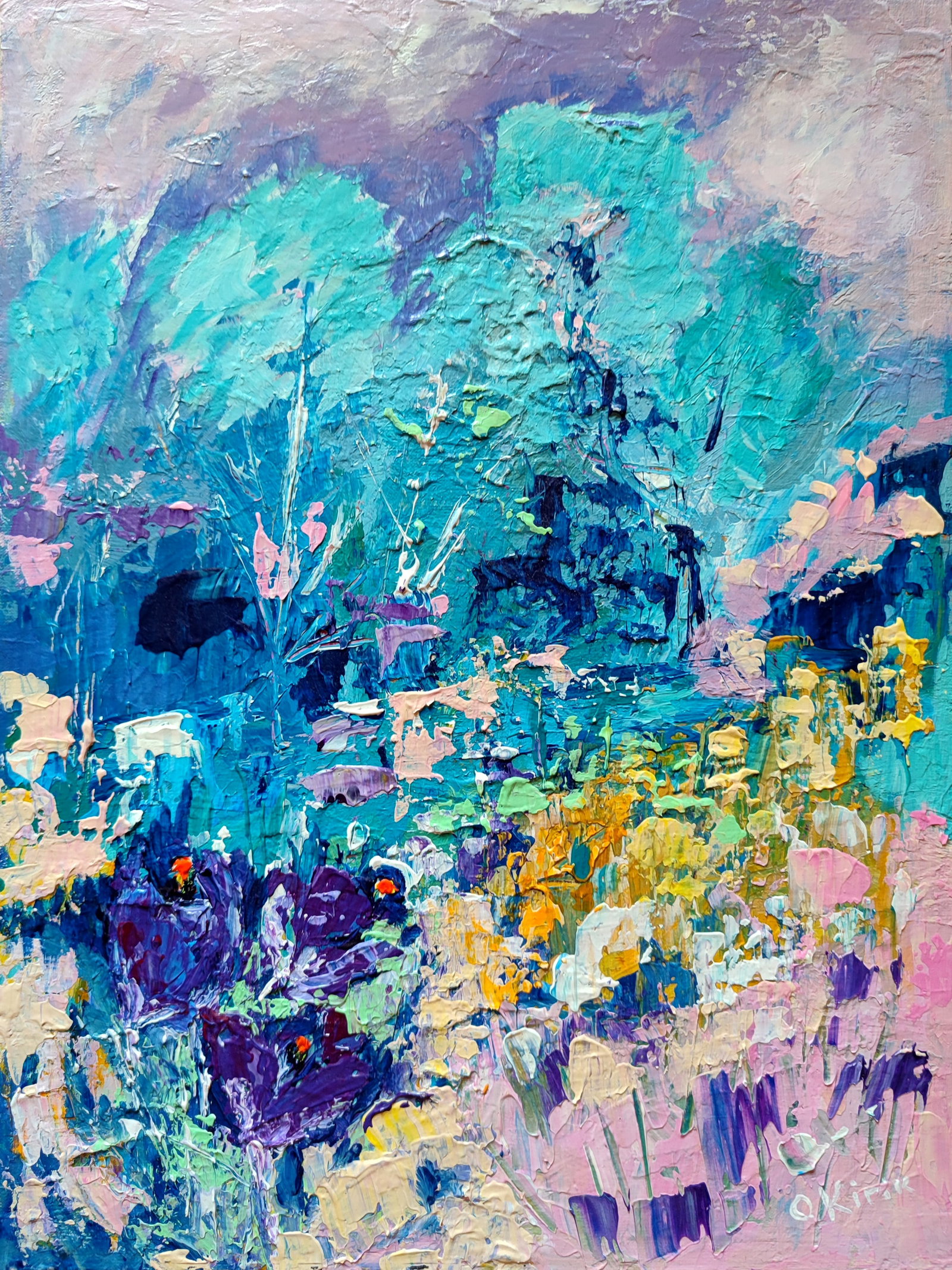 Acrylic painting Crocuses Olena Kirik: Title: Acrylic painting Crocuses Olena Kirik Description: 22KIRIK Painter: Olena Kirik Size: 40x30 cm/15.74x11.81 inches Components: acrylic, canvas on cardboard Original painting CONDITION: