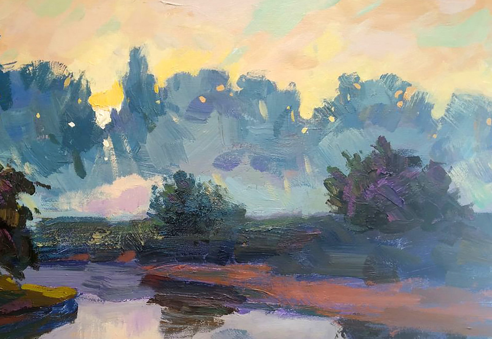 Acrylic painting Dawn with fog Serhii Kachyn - 3