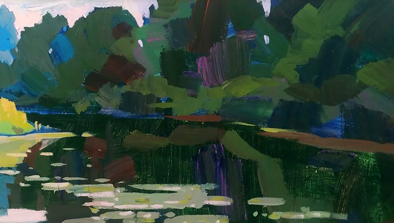 Acrylic painting Clouds over the river Serhii Kachyn - 3