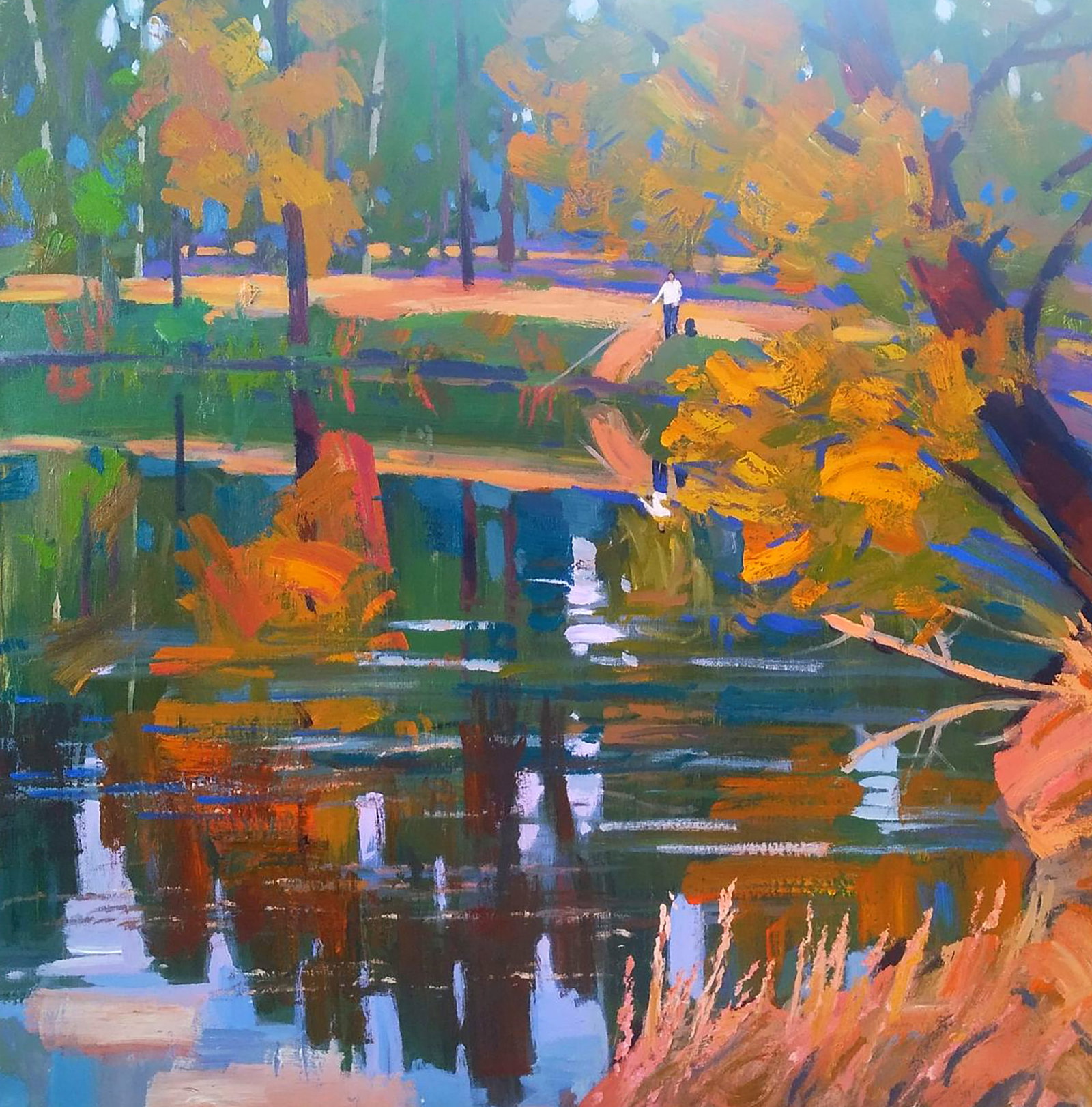 Acrylic painting One day while fishing Serhii Kachyn: Title: Acrylic painting One day while fishing Serhii Kachyn Description: 30KACH Painter: Serhii Kachyn Size: 85x85 cm/33.46x33.46 inches Components: acrylic, canvas Original painting CONDITION: