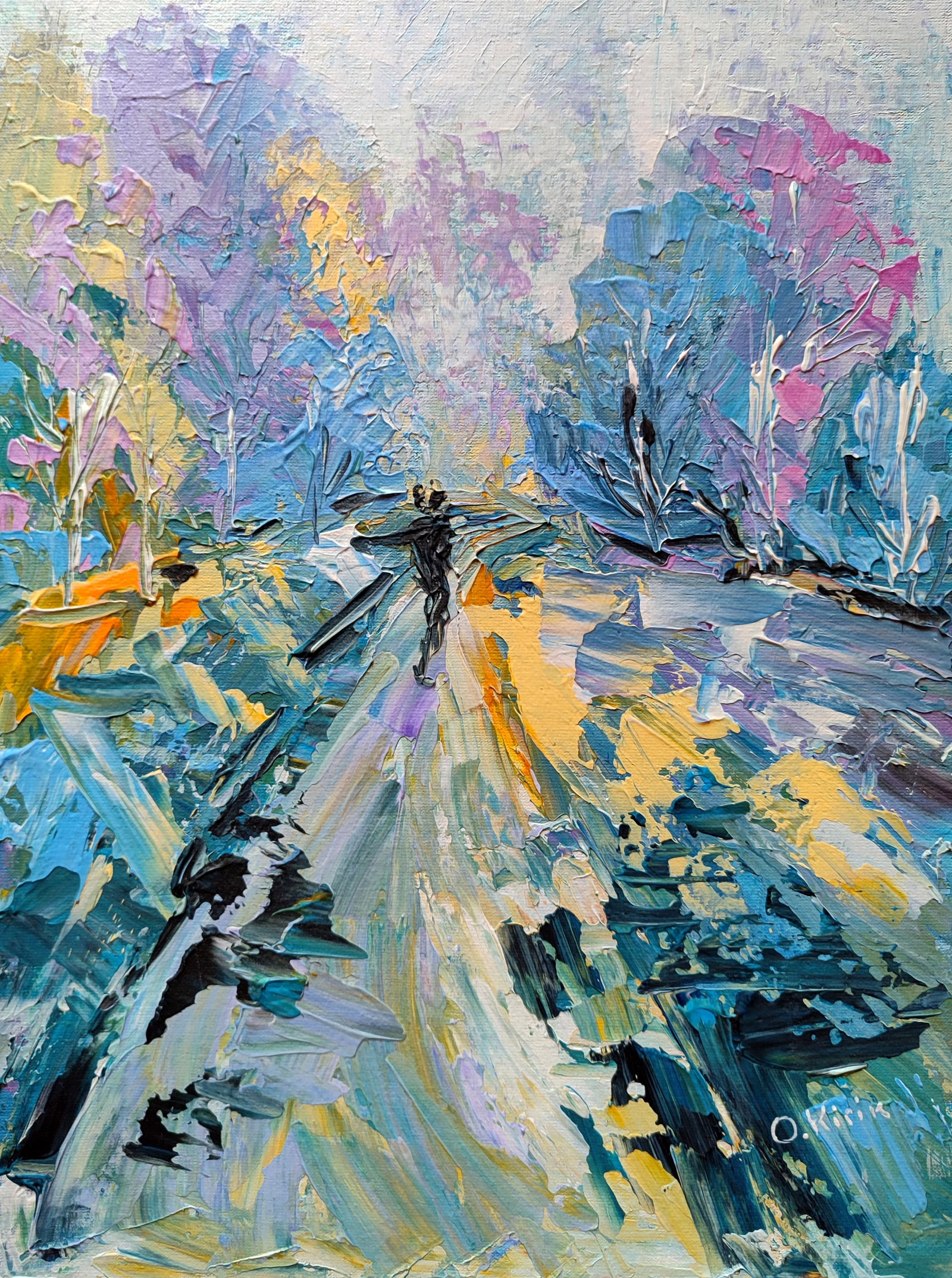 Acrylic painting After the rain Olena Kirik: Title: Acrylic painting After the rain Olena Kirik Description: 33KIRIK Painter: Olena Kirik Size: 40x30 cm/15.74x11.81 inches Components: acrylic, canvas on cardboard Original painting CONDITION:
