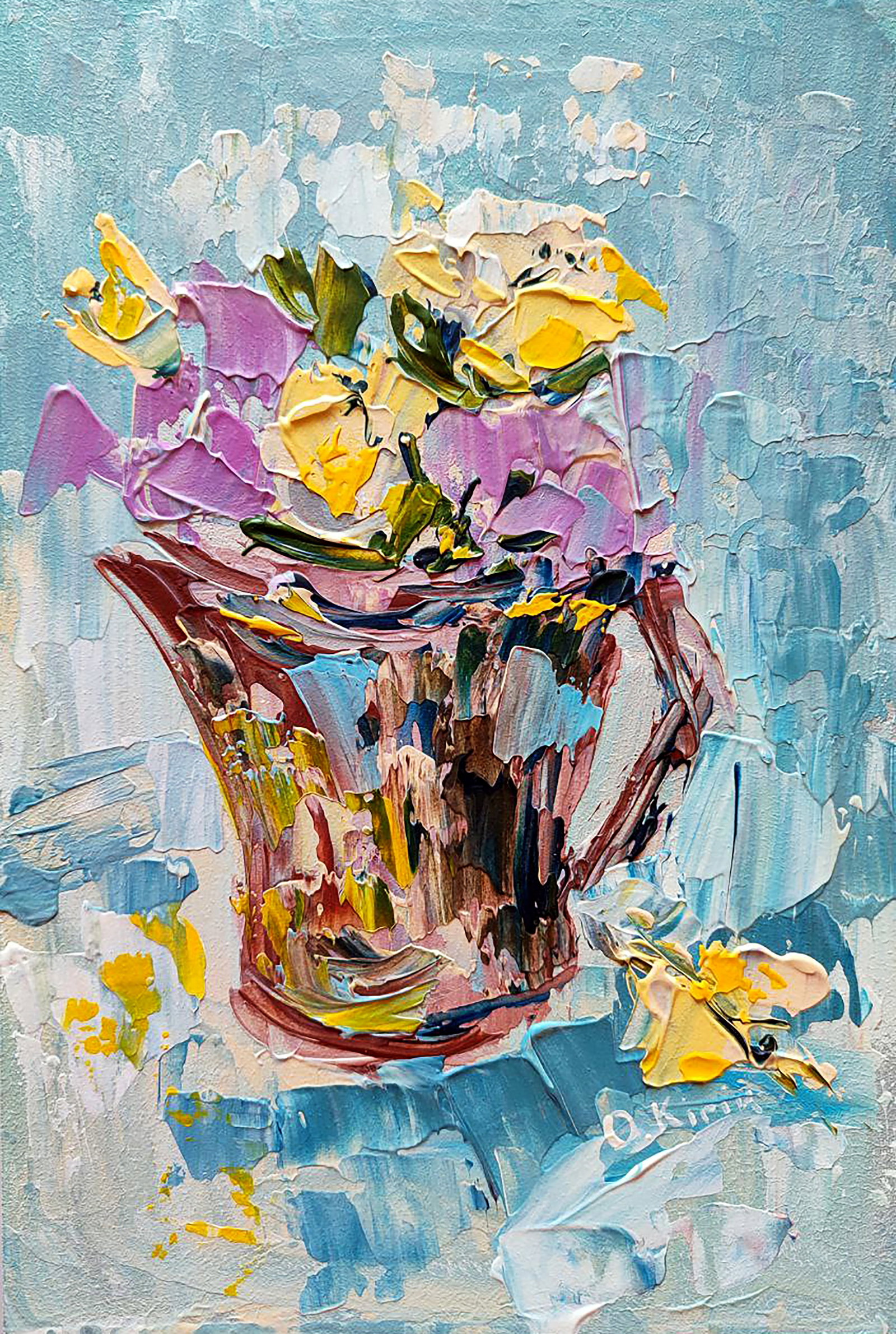 Acrylic painting Pot Olena Kirik: Title: Acrylic painting Pot Olena Kirik Description: 47KIRIK Painter: Olena Kirik Size: 30x20 cm/11.81x7.87 inches Components: acrylic, dvp Original painting CONDITION: excellent ARTIST: Olena Kirik w