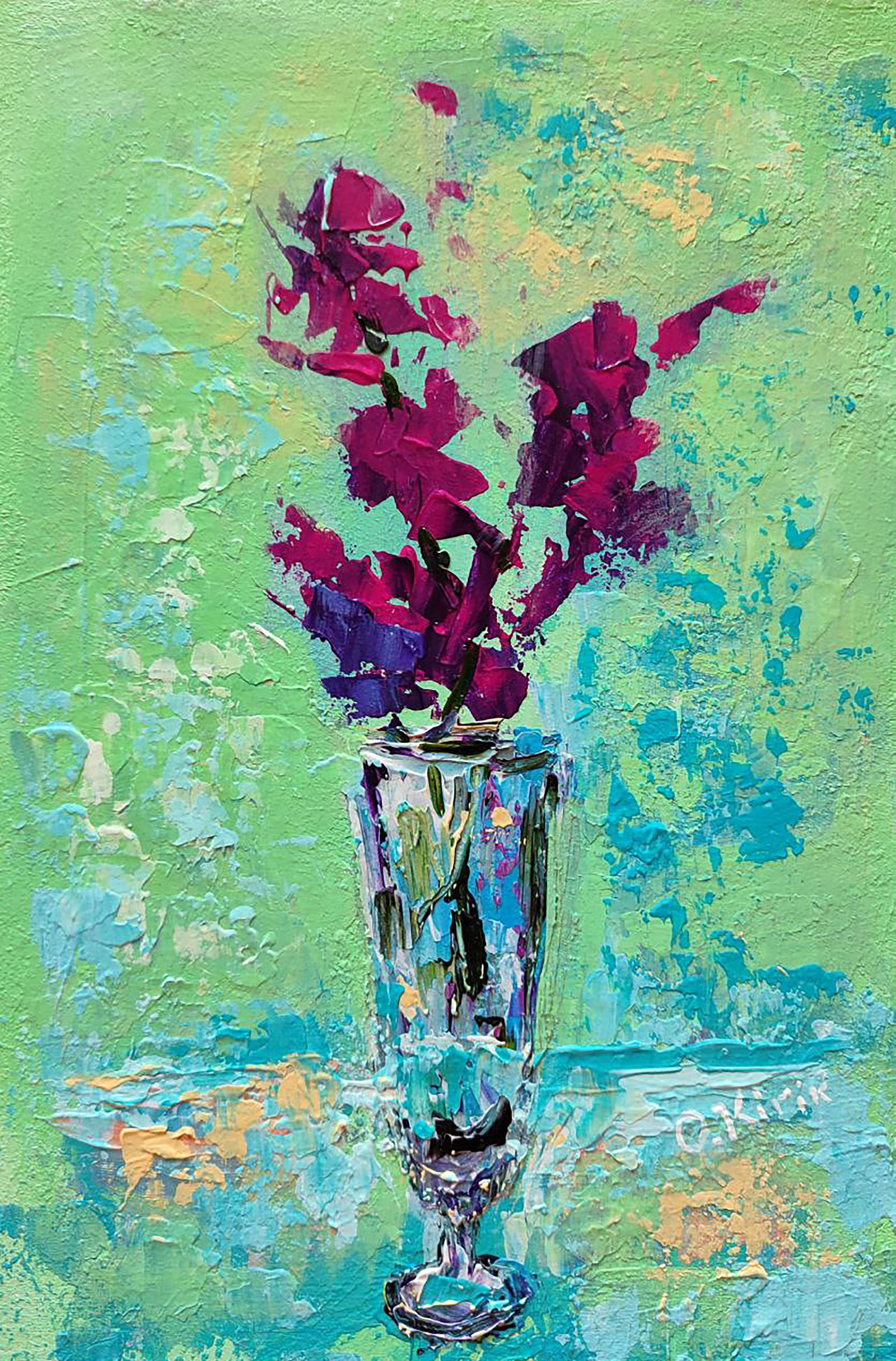 Acrylic painting Incomparable magenta Olena Kirik: Title: Acrylic painting Incomparable magenta Olena Kirik Description: 51KIRIK Painter: Olena Kirik Size: 30x20 cm/11.81x7.87 inches Components: acrylic, dvp Original painting CONDITION: excellent ARTI