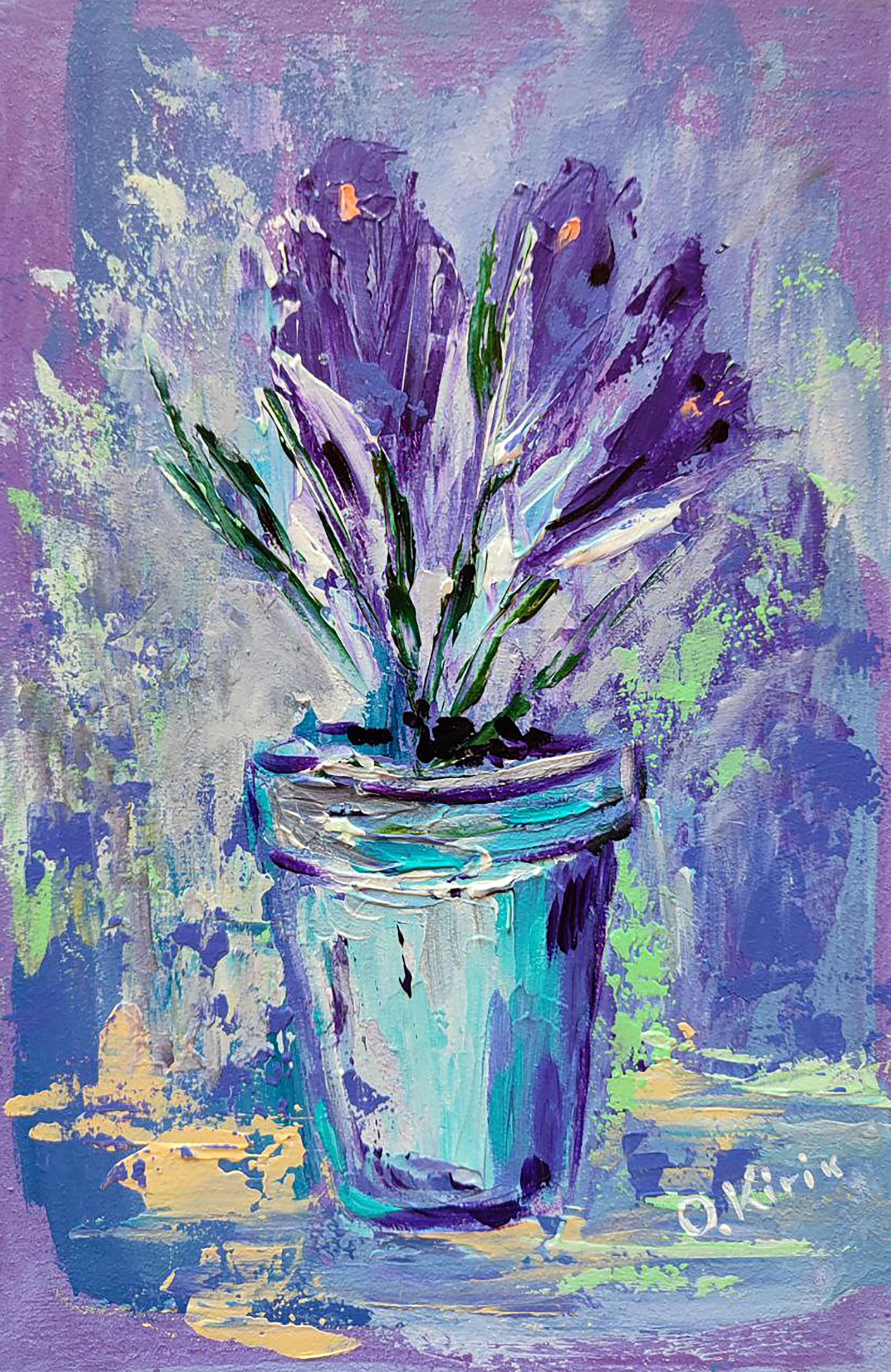 Acrylic painting Lilac bells Olena Kirik