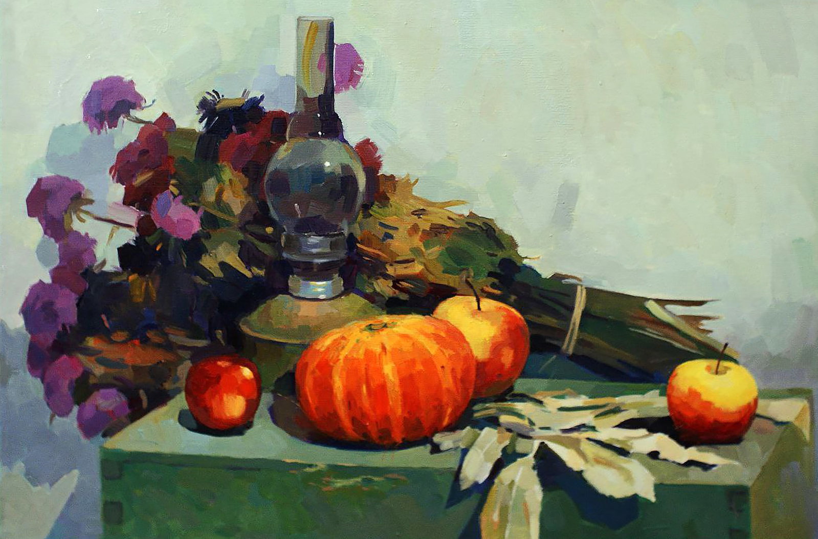 Oil painting Autumn still life Anastasia Yaroshevich: Title: Oil painting Autumn still life Anastasia Yaroshevich Description: 33YARO Painter: Anastasia Yaroshevich Size: 40x60 cm/15.74x23.62 inches Components: oil, canvas Original painting CONDITION: