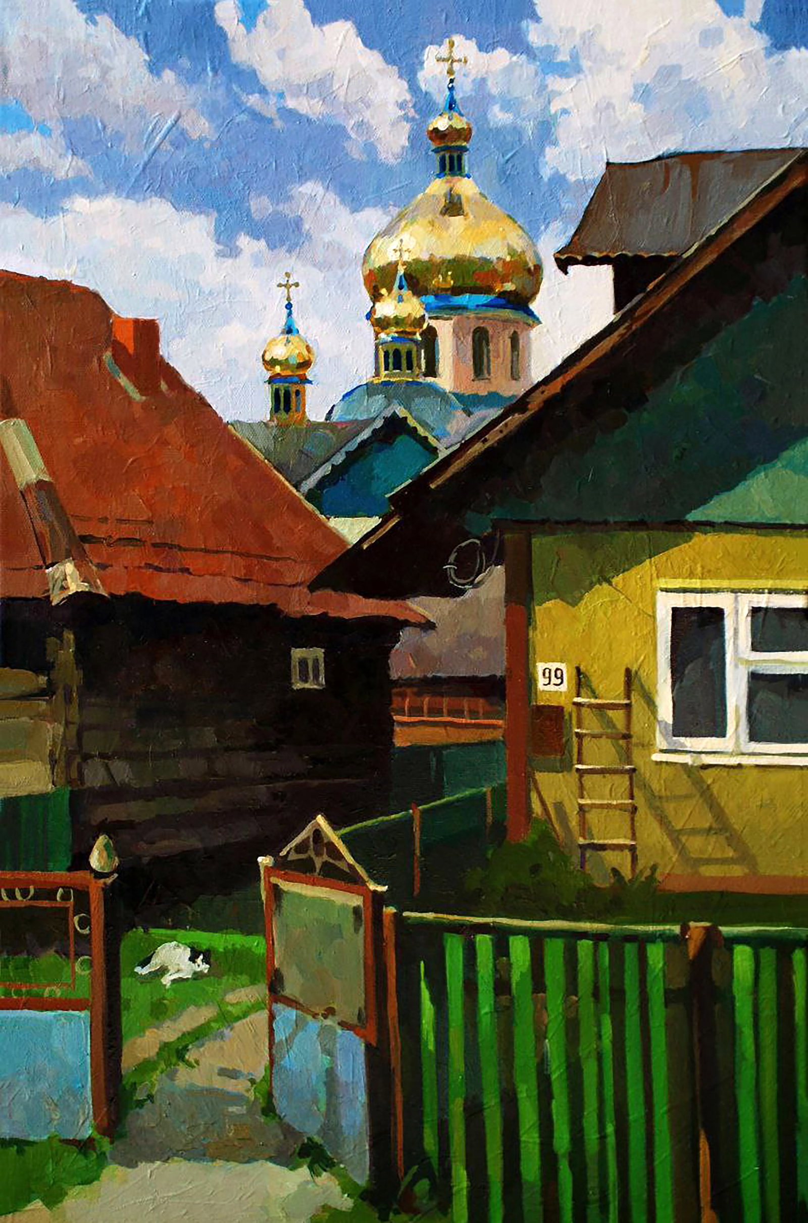 Oil painting Village decorations Anastasia Yaroshevich: Title: Oil painting Village decorations Anastasia Yaroshevich Description: 54YARO Painter: Anastasia Yaroshevich Size: 60x40 cm/23.62x15.74 inches Components: oil, canvas Original painting CONDITION: 