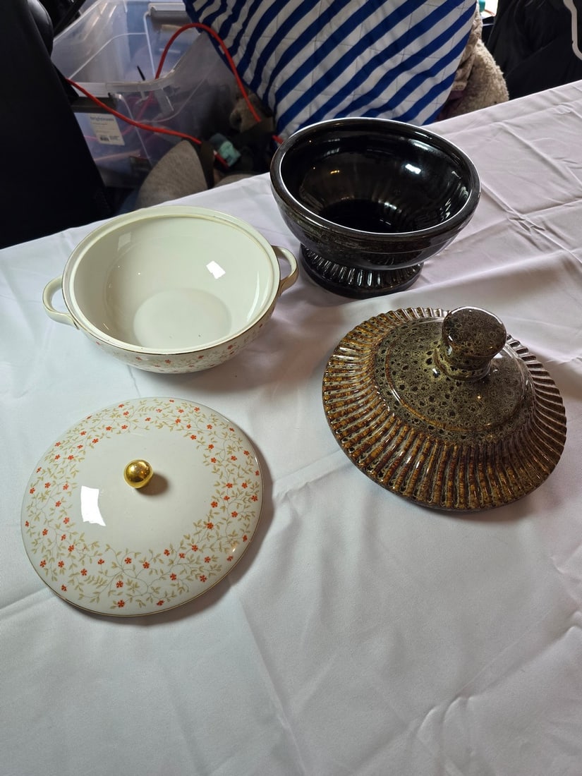 Two Decorative Covered Bowls - 2