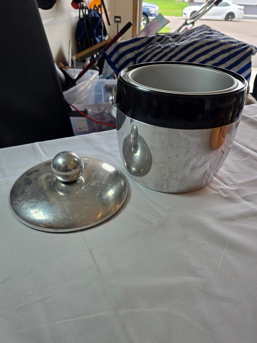 Collection of Three Vintage Ice Buckets - Copper and Chrome - 4