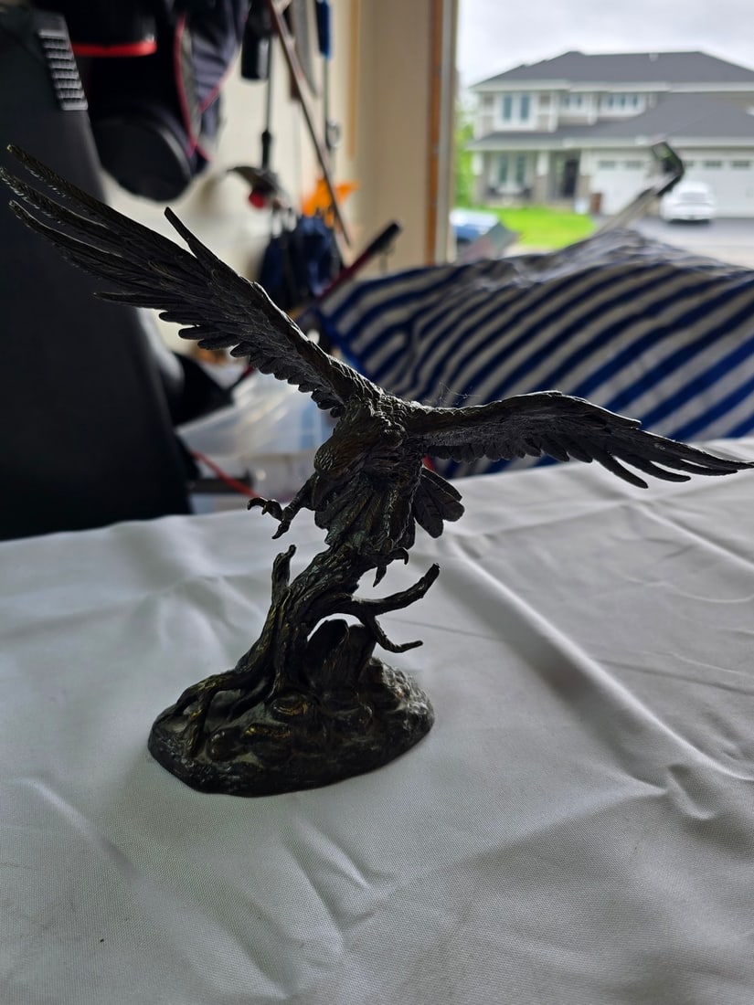 Collection of Vintage Brass and Glass Items with Eagle Sculpture - 5