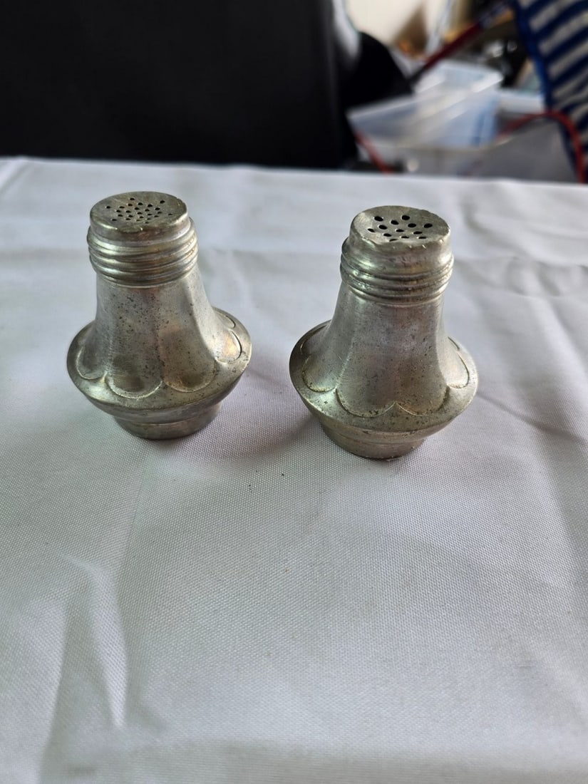 Collection of Vintage Salt and Pepper Shakers with a Brass Bell - 4