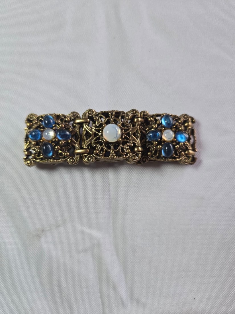 Inlaid Wooden Music Box with Assorted Jewelry - 5