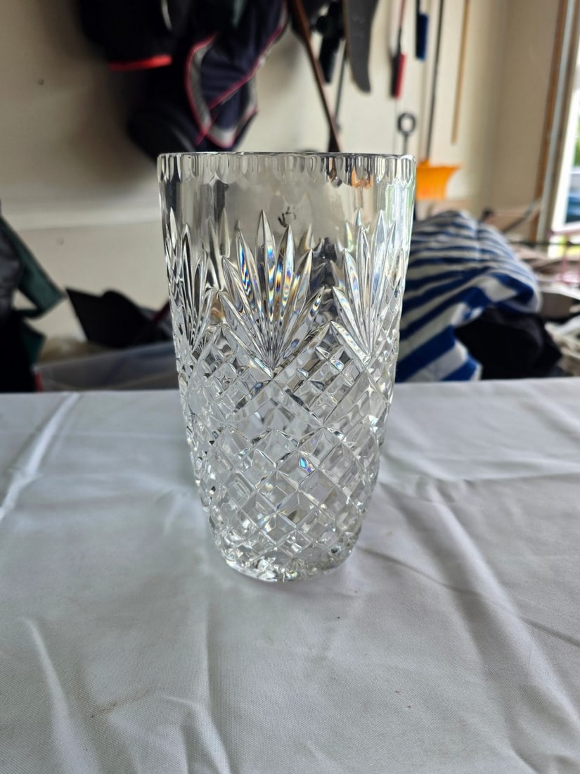 Three Piece Crystal Glassware Set, Including Two Vases and a Pitcher - 3