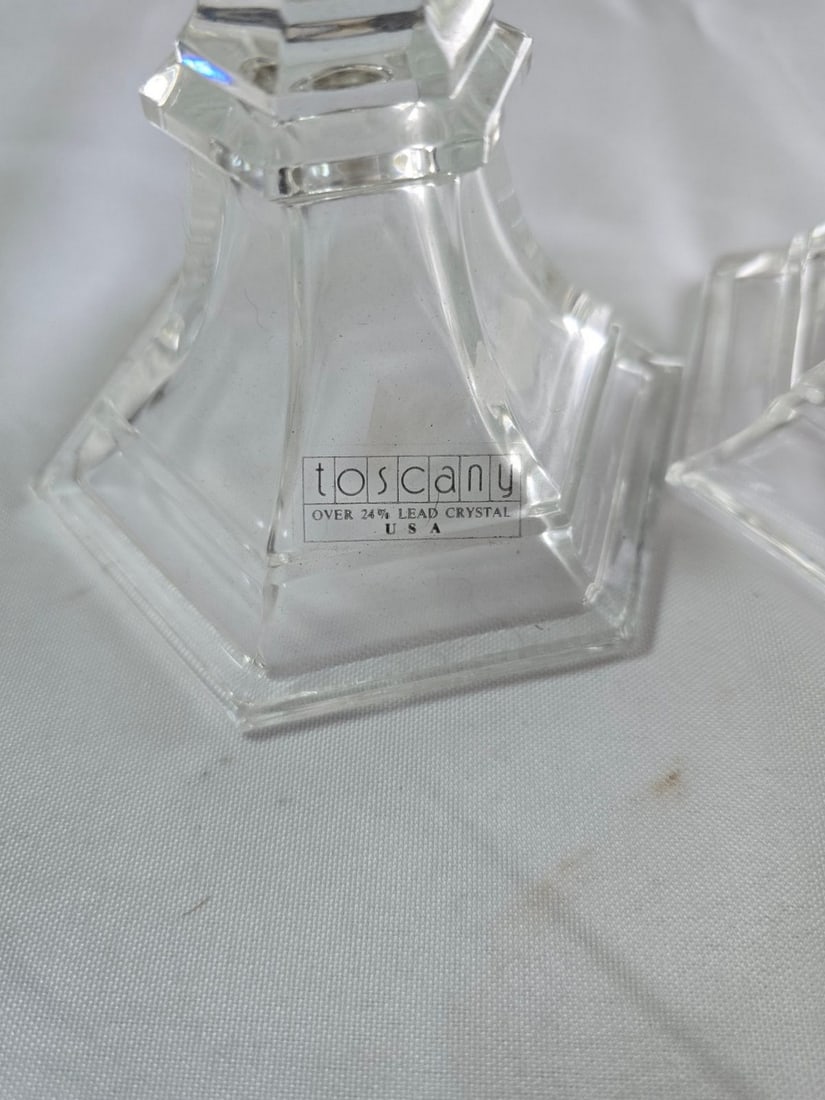 Collection of Five Crystal Candlestick Holders, Various Makers - 3