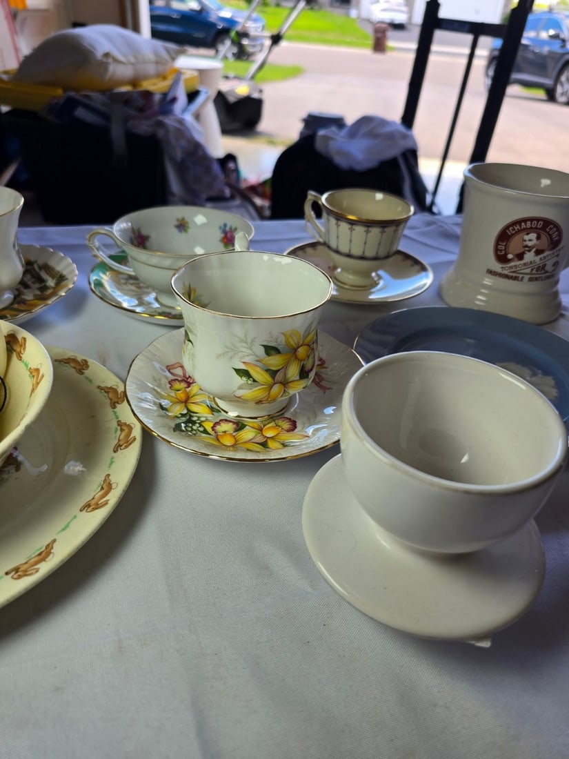 Collection of Assorted Porcelain and Ceramic Tableware, Including Teacups, Saucers, and a Shaving... - 3