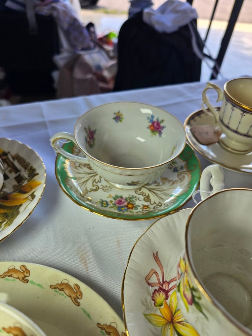 Collection of Assorted Porcelain and Ceramic Tableware, Including Teacups, Saucers, and a Shaving... - 4