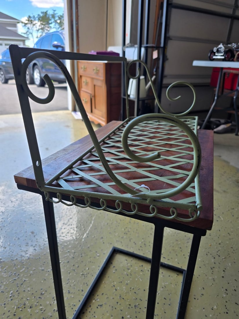 Industrial Style Side Table with Detachable Iron Magazine Rack - 4