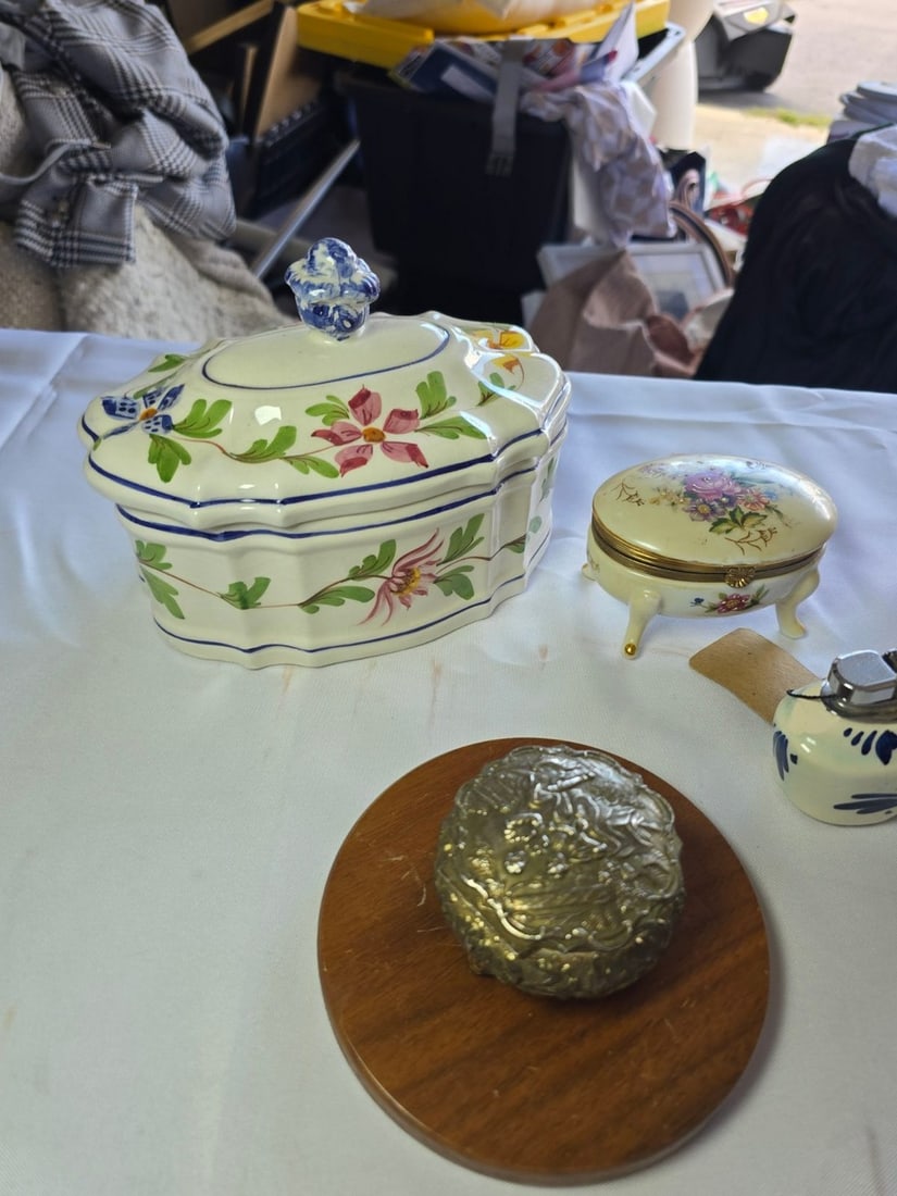 Collection of Decorative Collectibles including Boxes, Perfume Bottles, Lighter, and Knobs - 2
