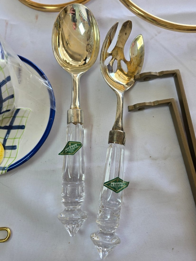 Collection of Decorative Household Items: Crystal Bowl, Shannon Crystal Serving Set, Ceramic Tea ... - 6