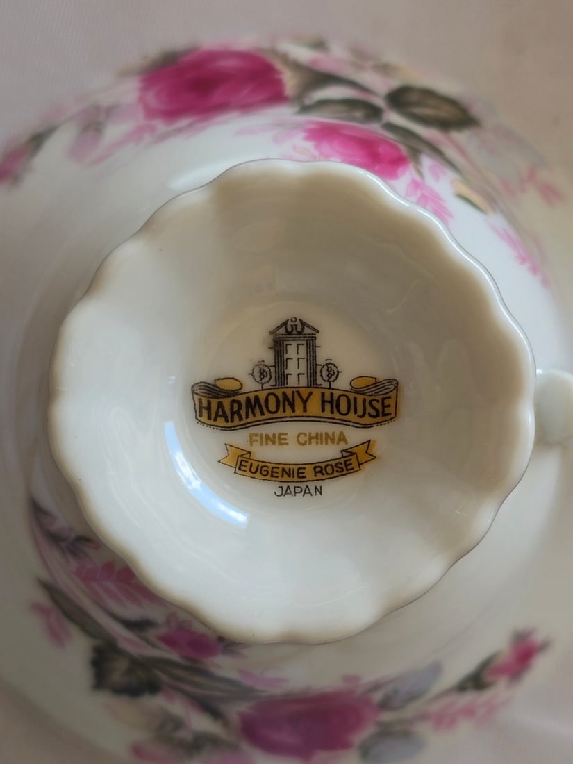 Harmony House "Eugenie Rose" Fine China Cups, Set of Eight - 3