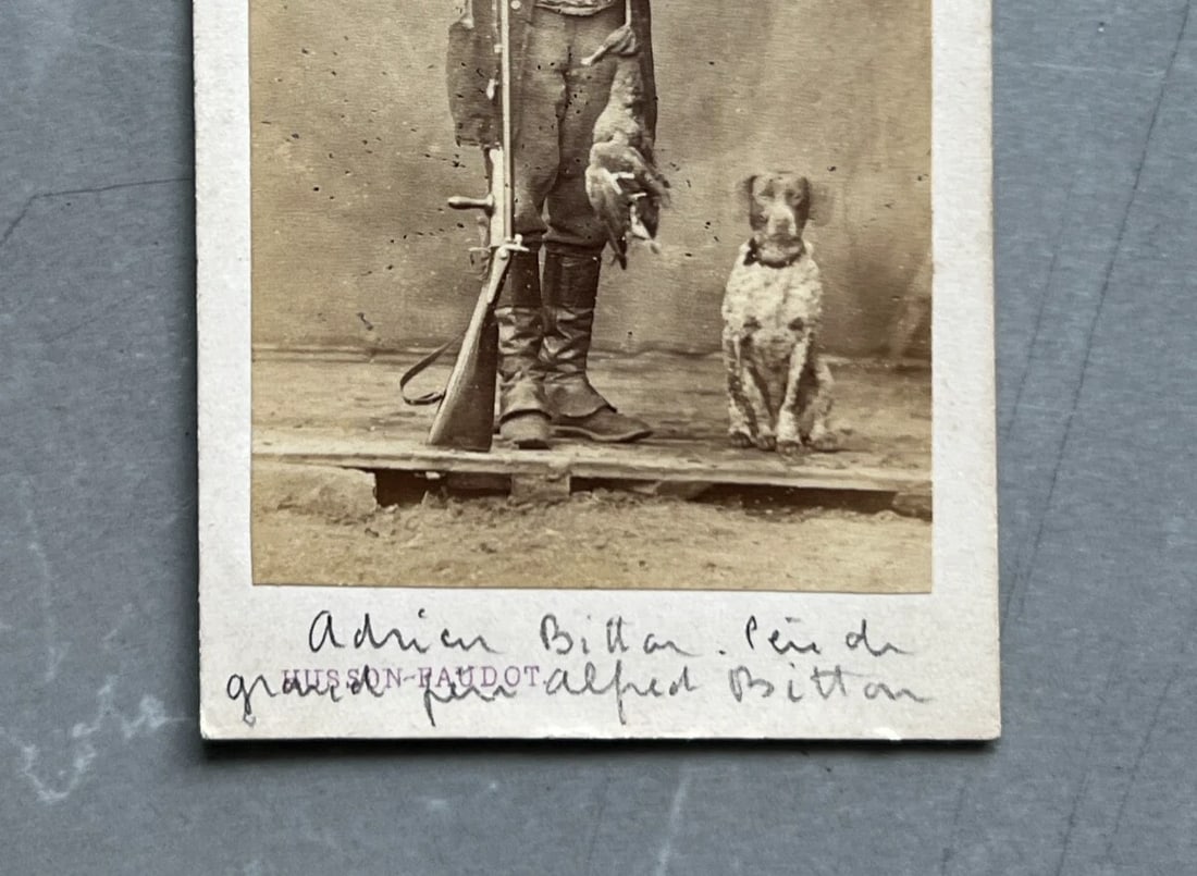1876 Man Hunter Portrait Dog Bird - CDV Photograph 19th century - 4