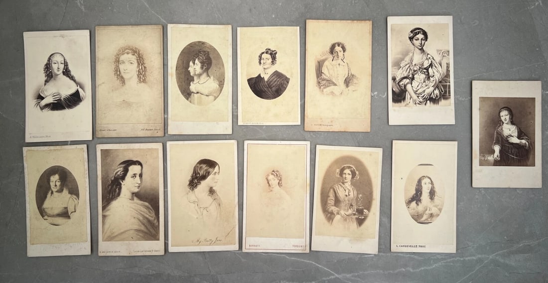 19th Century Portrait - Antique Carte de Visite Collection –Photo Set 12 CDV: Title: 19th Century Portrait - Antique Carte de Visite Collection –Photo Set 12 CDV Description: This beautiful collection of 12 antique carte de visite (CDV) prints features elegant 19th-centur