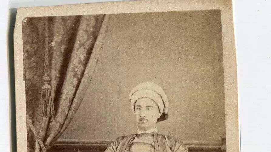 1870 CDV Portrait Man Tunis Photo – Orientalist Man with Turban - 3