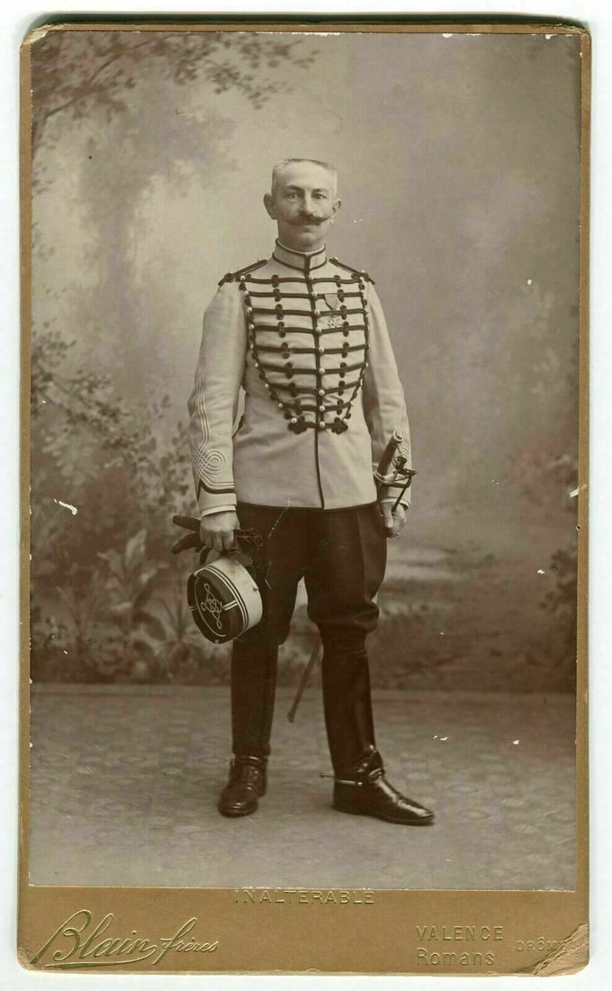 1895 BLAIN FRERES Marquis de la Vauzelle - Cabinet Card Photograph Dedicated - 2