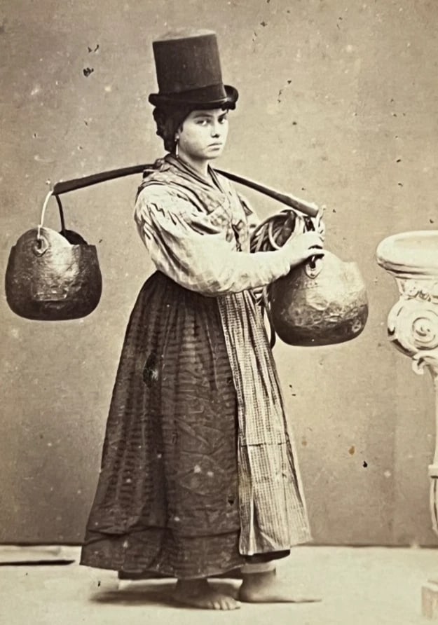 Carlo Ponti Water Carrier Seller Portrait CDV Photo Albumen c. 1860 (1 of 8)