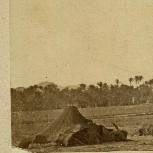 Desert Camp with Tents – Orientalist Landscape CDV Photo c 1870 - 2