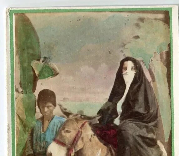 Orientalist Woman on Donkey & Young Boy – North Africa 1870 CDV Photo - 3