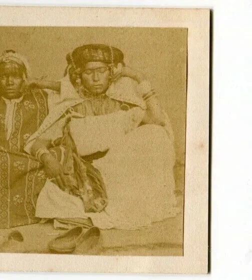 Ouled Nail Tribe Women – Orientalist Algeria Portrait 1870 CDV Photo - 5